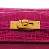 Hermès Kelly Sellier 25 Rose Pourpre Shiny Crocodile Alligator GHW