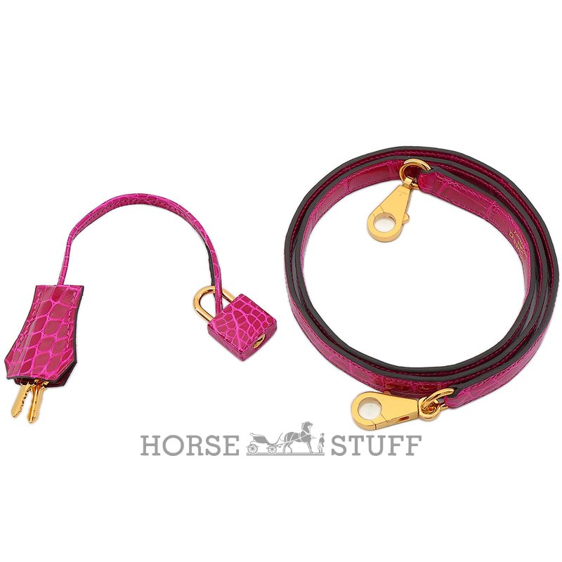Hermès Kelly Sellier 25 Rose Pourpre Shiny Crocodile Alligator GHW