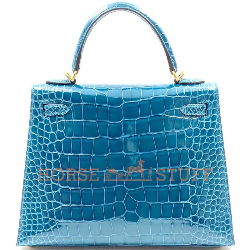 Hermès Kelly Sellier 25 Vert Bosphore Lisse Crocodile Alligator GHW