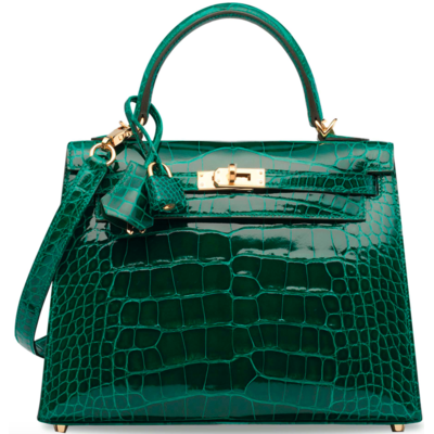 Hermès Kelly Sellier 25 Vert Emerald Lisse Crocodile Alligator GHW