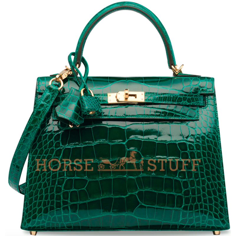 Hermès Kelly Sellier 25 Vert Emerald Lisse Crocodile Alligator GHW