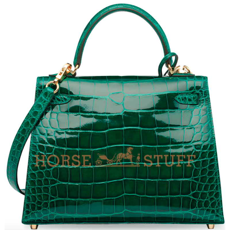 Hermès Kelly Sellier 25 Vert Emerald Lisse Crocodile Alligator GHW