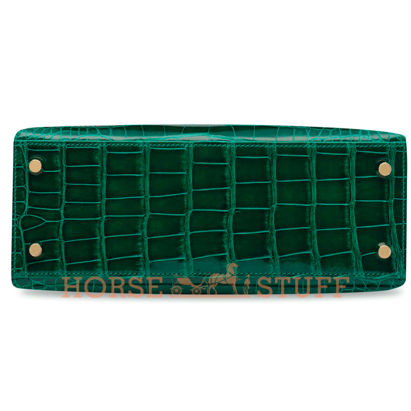 Hermès Kelly Sellier 25 Vert Emerald Lisse Crocodile Alligator GHW