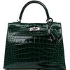 Hermès Kelly Sellier 25 Vert Fonce Lisse Crocodile Alligator PHW