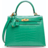 Hermès Kelly Sellier 25 Vert Jade Lisse Crocodile Alligator GHW