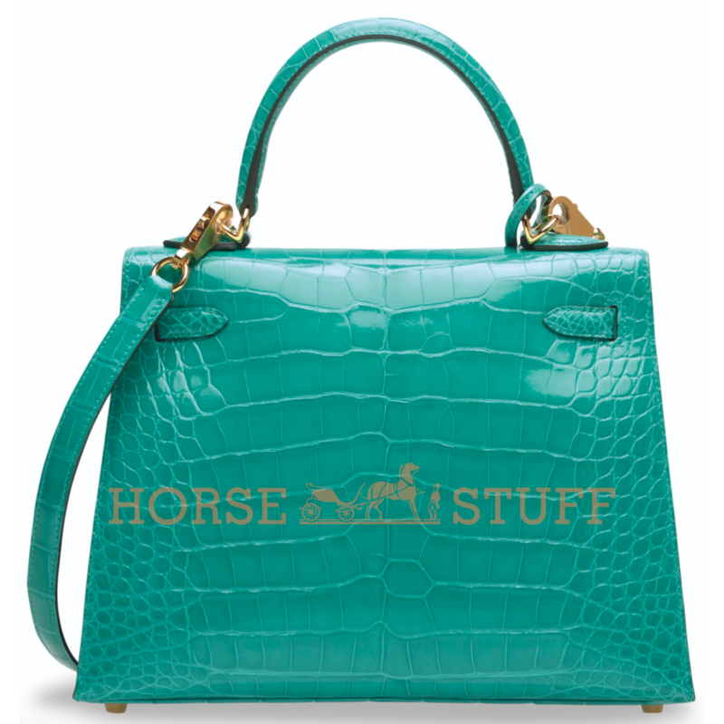 Hermès Kelly Sellier 25 Vert Jade Lisse Crocodile Alligator GHW