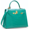 Hermès Kelly Sellier 25 Vert Jade Lisse Crocodile Alligator GHW