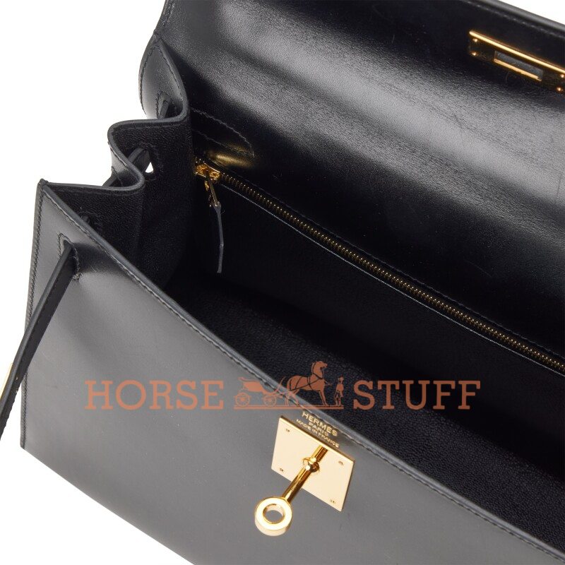 Hermès Kelly Sellier 25 Black Box Calf GHW