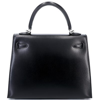 Hermès Kelly Sellier 25 Black Box Calf PHW
