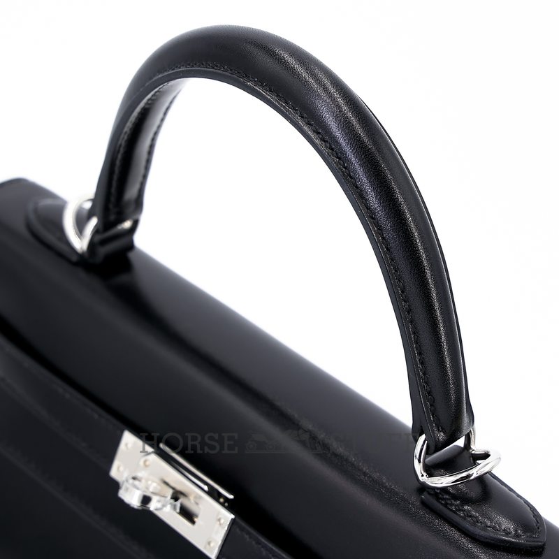 Hermès Kelly Sellier 25 Black Box Calf PHW