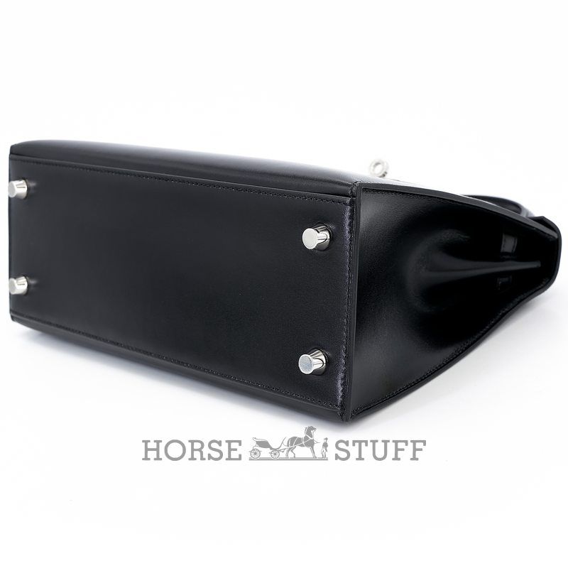 Hermès Kelly Sellier 25 Black Box Calf PHW