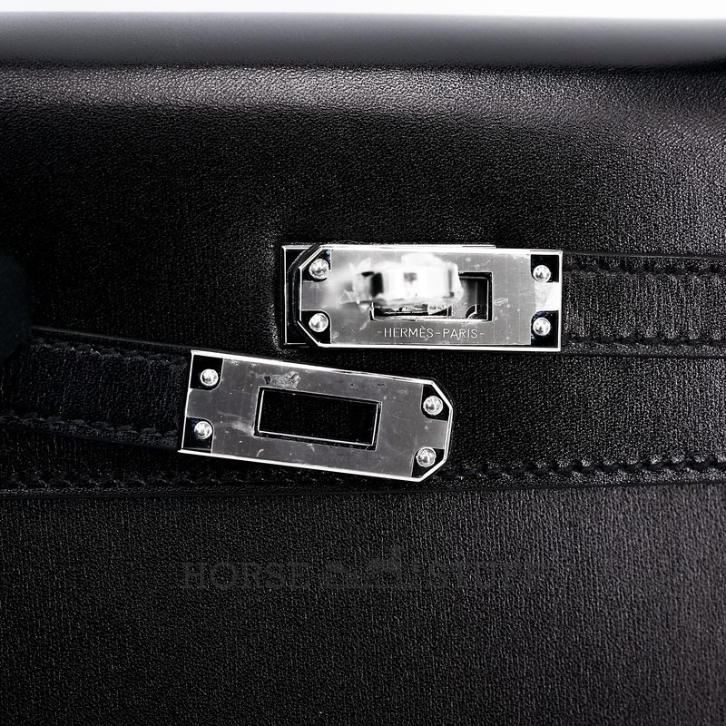 Hermès Kelly Sellier 25 Black Box Calf PHW