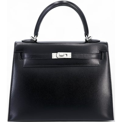 Hermès Kelly Sellier 25 Black Box Calf PHW