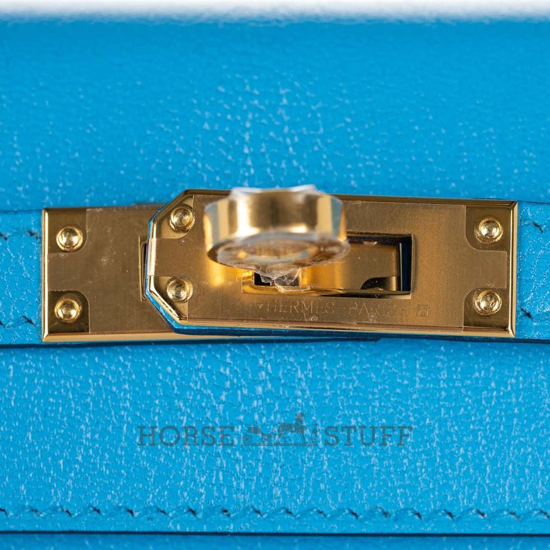 Hermès Kelly Sellier 25 Blue Frida Chèvre GHW