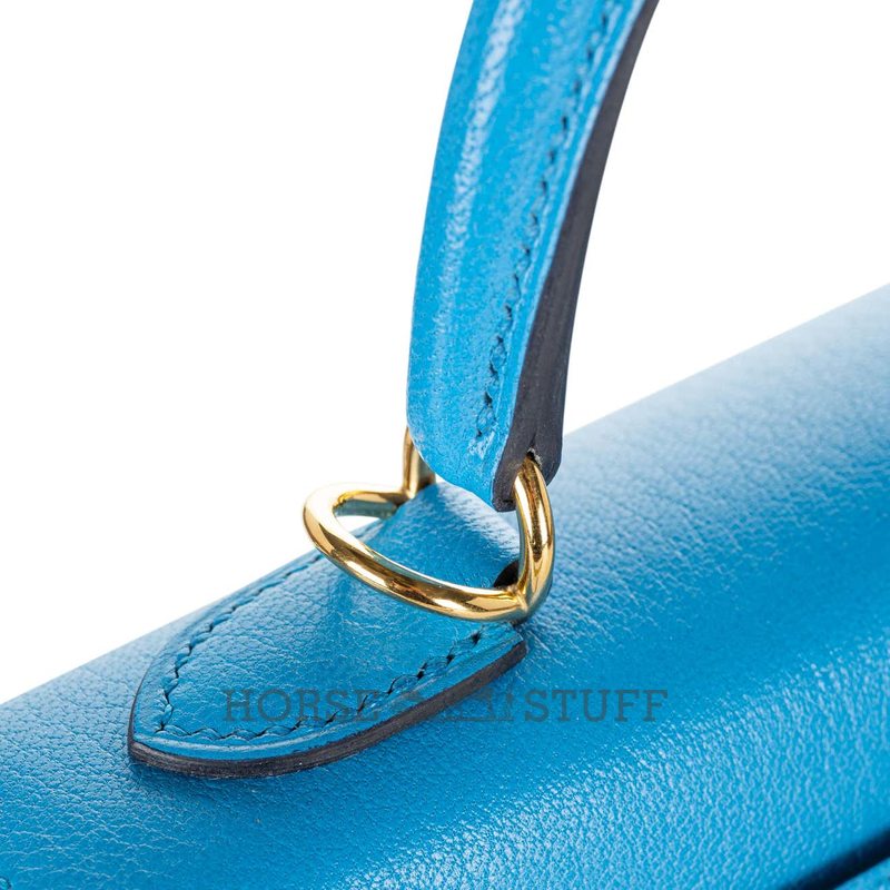 Hermès Kelly Sellier 25 Blue Frida Chèvre GHW