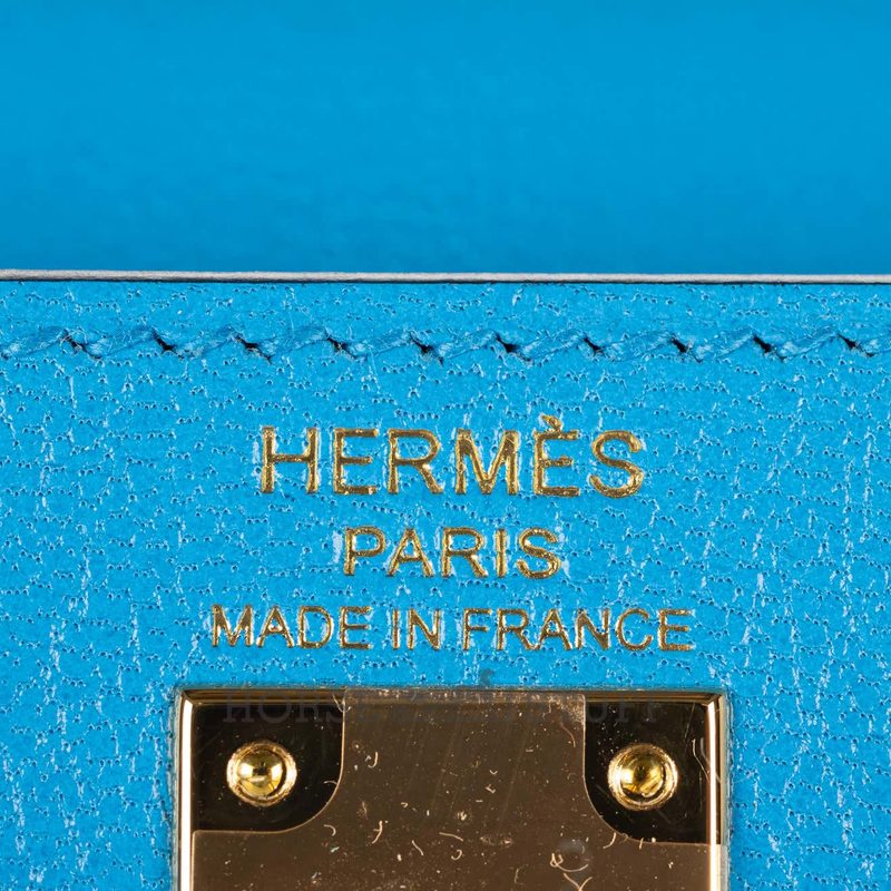 Hermès Kelly Sellier 25 Blue Frida Chèvre GHW