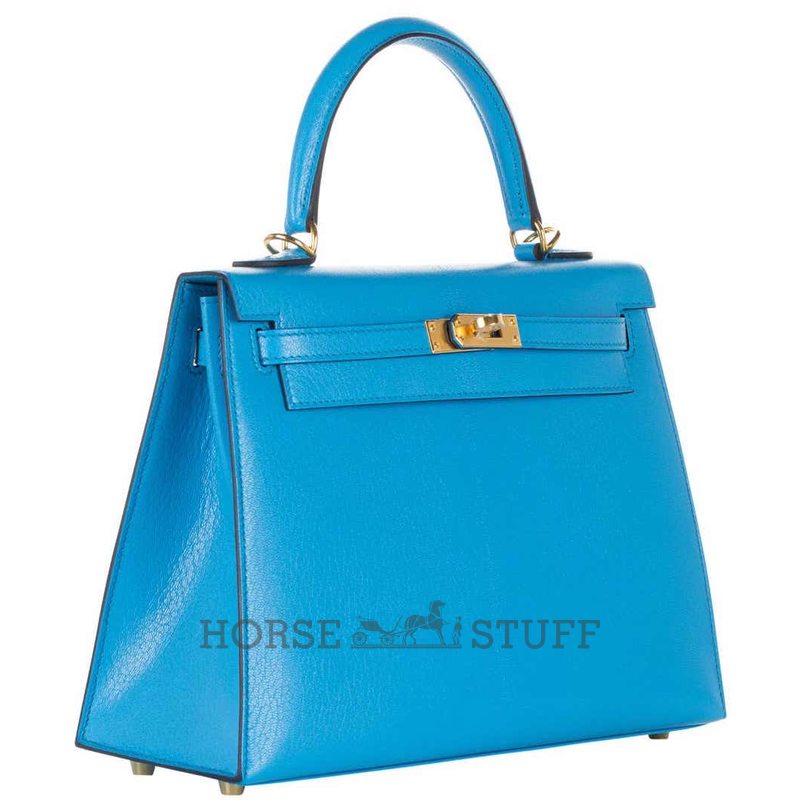 Hermès Kelly Sellier 25 Blue Frida Chèvre GHW