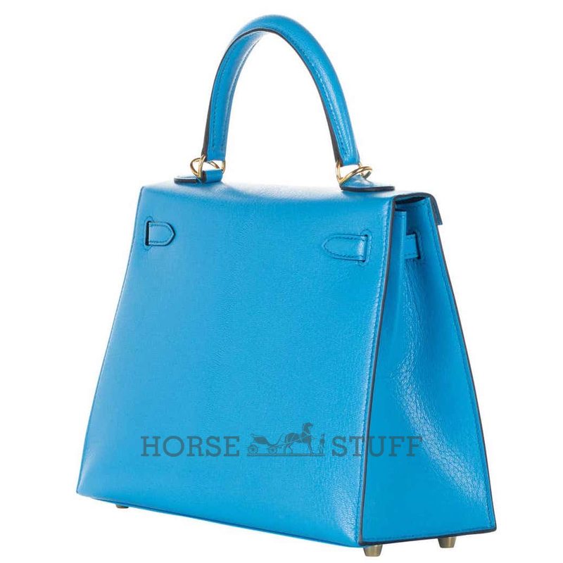 Hermès Kelly Sellier 25 Blue Frida Chèvre GHW