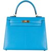 Hermès Kelly Sellier 25 Blue Frida Chèvre GHW