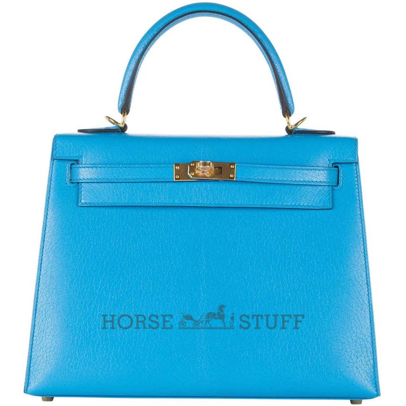 Hermès Kelly Sellier 25 Blue Frida Chèvre GHW