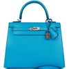 Hermès Kelly Sellier 25 Blue Frida Chèvre PHW