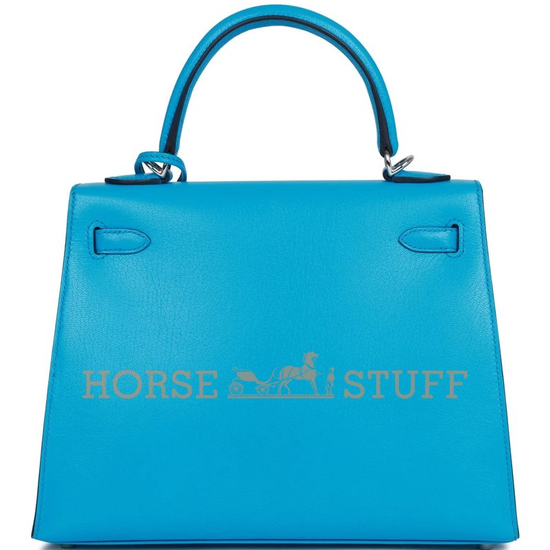 Hermès Kelly Sellier 25 Blue Frida Chèvre PHW