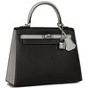 Hermès Kelly Sellier 25 Special Order HSS Black / Gris Perle Chèvre PHW