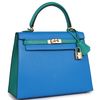 Hermès Kelly Sellier 25 Special Order HSS Blue Hydra / Blue Paon Chevre GHW