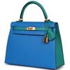 Hermès Kelly Sellier 25 Special Order HSS Blue Hydra / Blue Paon Chevre GHW