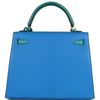 Hermès Kelly Sellier 25 Special Order HSS Blue Hydra / Blue Paon Chevre GHW