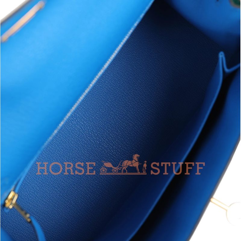 Hermès Kelly Sellier 25 Special Order HSS Blue Hydra / Blue Paon Chevre GHW