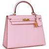 Hermès Kelly Sellier 25 Special Order HSS Rose Sakura Chevre with Rouge de Coeur Contrast Stitching BGHW