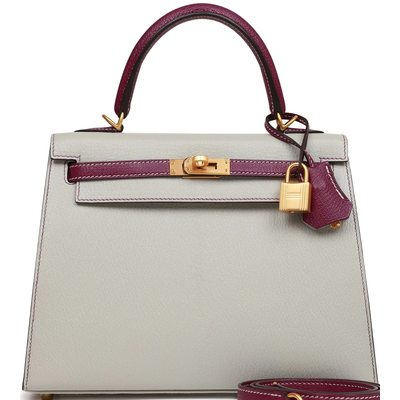 Hermès Kelly Sellier 25 Special Order HSS Gris Perle / Anemone Chèvre BGHW