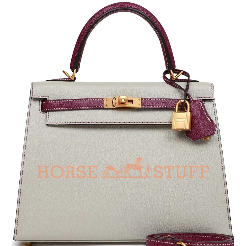 Hermès Kelly Sellier 25 Special Order HSS Gris Perle / Anemone Chèvre BGHW