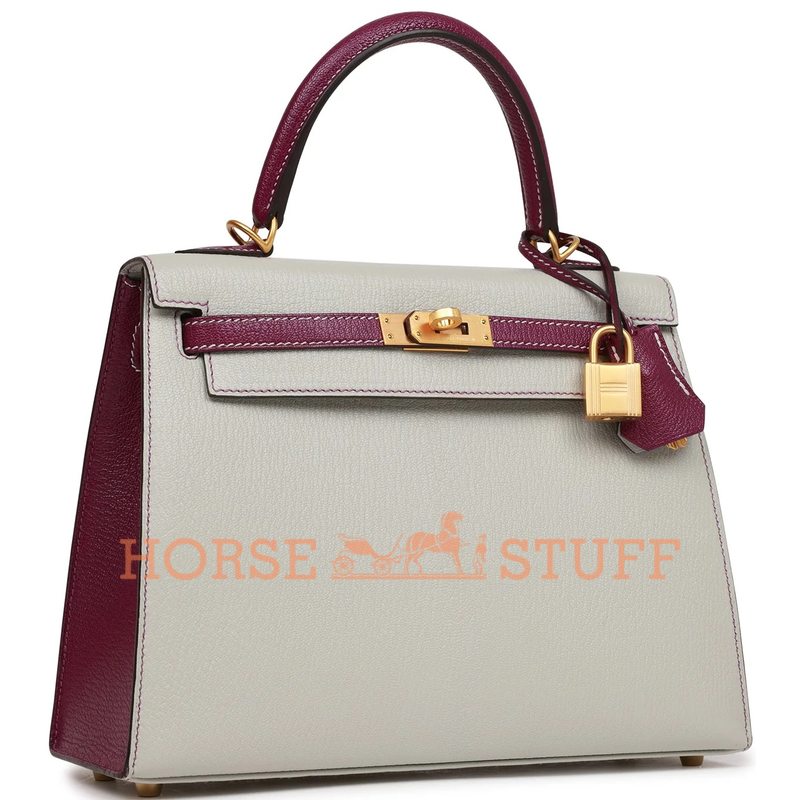 Hermès Kelly Sellier 25 Special Order HSS Gris Perle / Anemone Chèvre BGHW