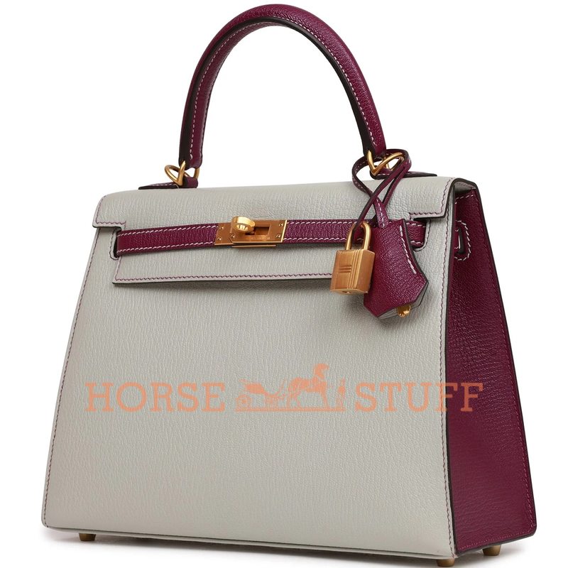 Hermès Kelly Sellier 25 Special Order HSS Gris Perle / Anemone Chèvre BGHW