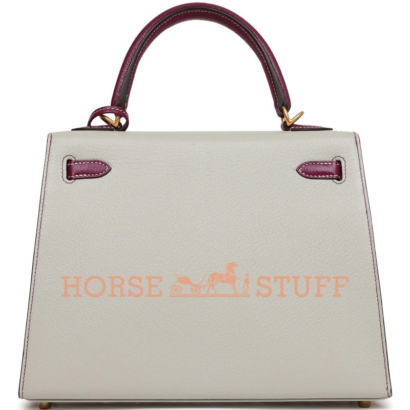 Hermès Kelly Sellier 25 Special Order HSS Gris Perle / Anemone Chèvre BGHW