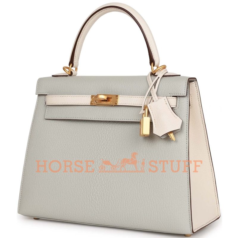 Hermès Kelly Sellier 25 Special Order HSS Gris Perle / Nata Chevre BGHW