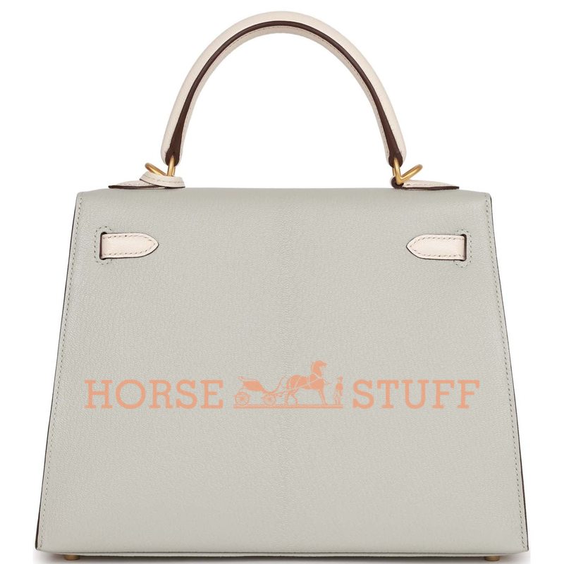 Hermès Kelly Sellier 25 Special Order HSS Gris Perle / Nata Chevre BGHW