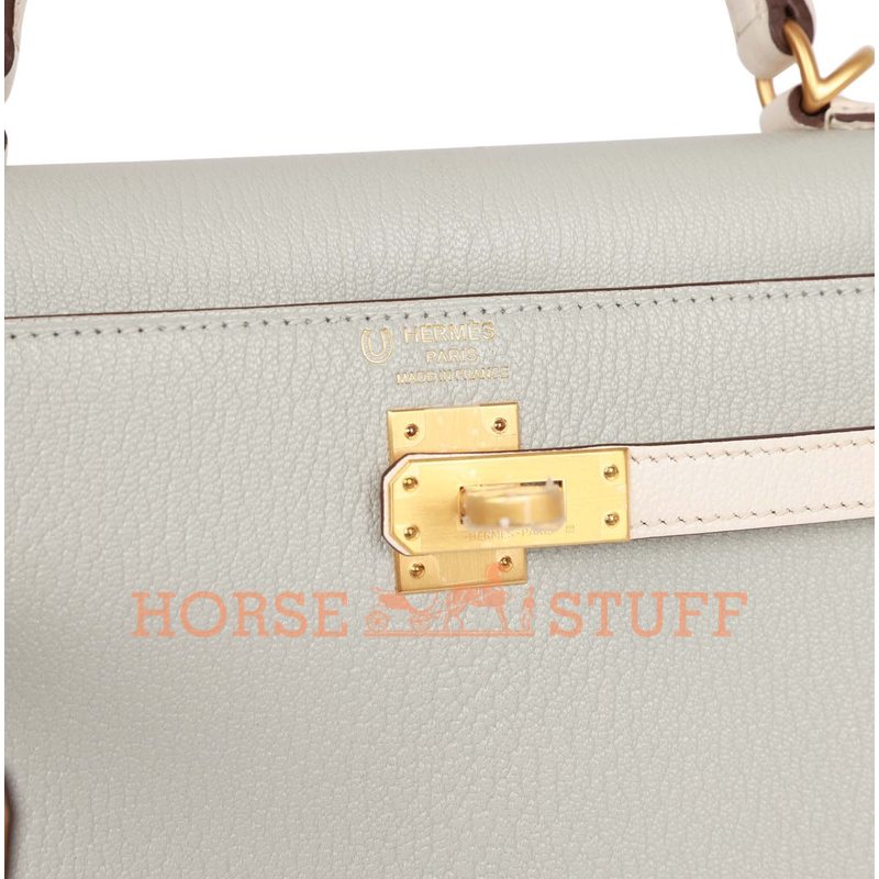 Hermès Kelly Sellier 25 Special Order HSS Gris Perle / Nata Chevre BGHW