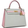 Hermès Kelly Sellier 25 Special Order HSS Gris Perle / Rose Sakura Chevre BGHW