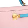 Hermès Kelly Sellier 25 Special Order HSS Rose Sakura / Blue Aztec Chevre BGHW