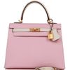 Hermès Kelly Sellier 25 Rose Sakura / Nata Chèvre BGHW