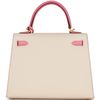 Hermès Kelly Sellier 25 Special Order HSS Craie / Rose Lipstick and Contrast Stitching Epsom BGHW