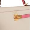 Hermès Kelly Sellier 25 Special Order HSS Craie / Rose Lipstick and Contrast Stitching Epsom BGHW