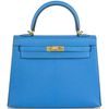 Hermès Kelly Sellier 25 Blue Zanzibar Chèvre GHW