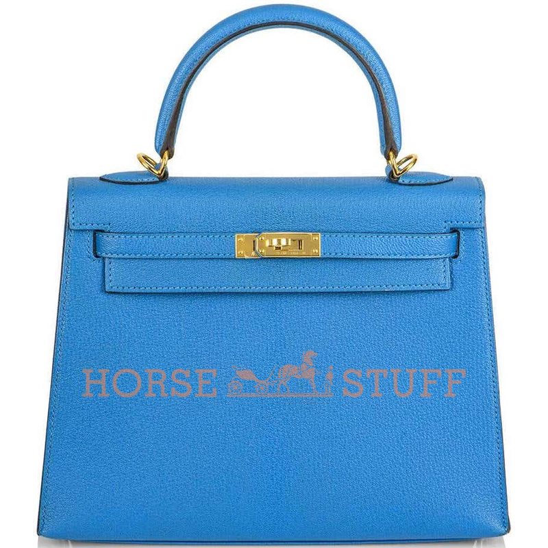 Hermès Kelly Sellier 25 Blue Zanzibar Chèvre GHW