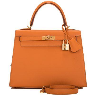 Hermès Kelly Sellier 25 Abricot Epsom GHW