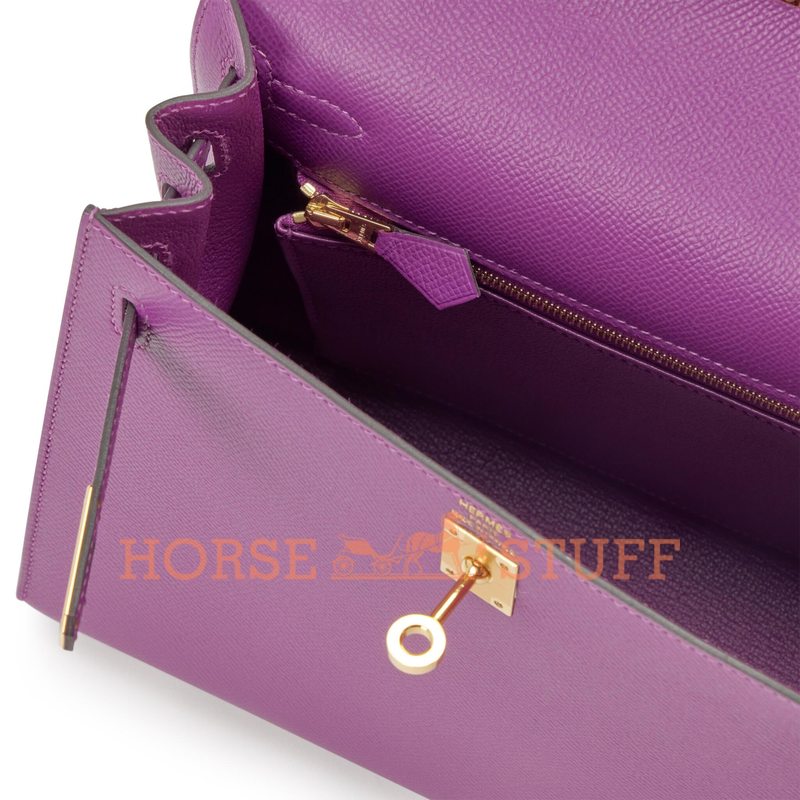 Hermès Kelly Sellier 25 Anemone Epsom GHW