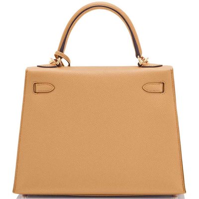Hermès Kelly Sellier 25 Biscuit Epsom GHW